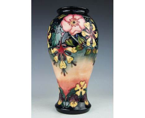 A Moorcroft Oberon pattern high shouldered vase, 1993/1995, designed by Rachel Bishop, signed in gilt, impressed and painted 