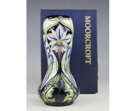 A Moorcroft Meadow Star pattern waisted posy vase, designed by Rachel Bishop, signed in gilt and brown, impressed and painted