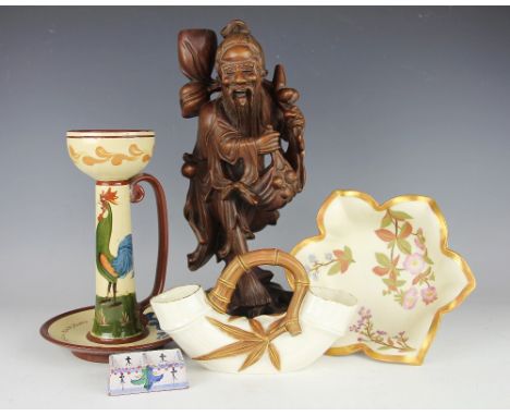 A selection of collectable ceramics comprising; a Royal Worcester bamboo designed posy vase, a Royal Worcester dish with peta