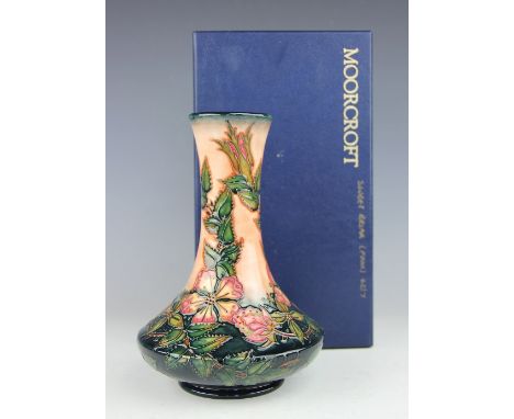 A Moorcroft Sweet Briar pattern (Pink) vase, 1997, designed by Rachel Bishop, signed in gilt, impressed and painted marks, 21