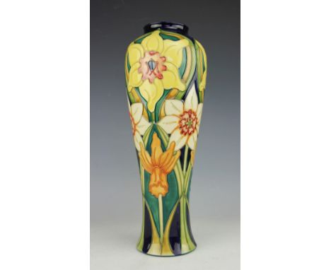 A Moorcroft limited edition Daffodil pattern vase, 1994/1995, designed by Rachel Bishop, No. 122 of 250, signed in gilt, impr
