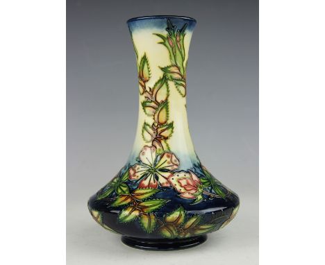 A Moorcroft Sweet Briar pattern vase, 1997, designed by Rachel Bishop, signed in gilt, impressed and painted marks, 21cm high