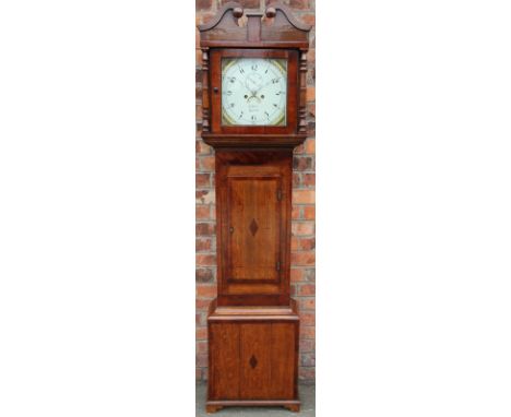 A George III mahogany and oak eight day longcase clock, the painted Roman numeral dial signed T Johns, Tern, with subsidiary 