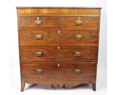 A Regency mahogany chest of two short and three long drawers, on bracket feet, 126cm H x 116cm W x 56cm D, PROVENANCE: Hinton