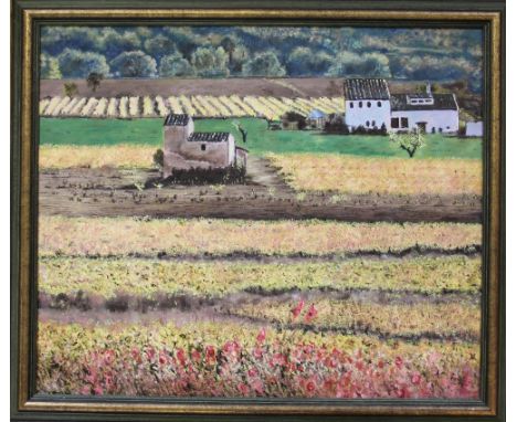 Foret (20th century), Oil on canvas, Morning in Provence, Signed, 50cm x 60cm, Framed, with an oil of paprika Pickers by Sue 