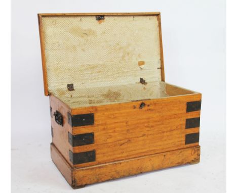 A late Victorian faux grained painted pine trunk, of small proportions, 33cm H x 59cm W x 35cm D 