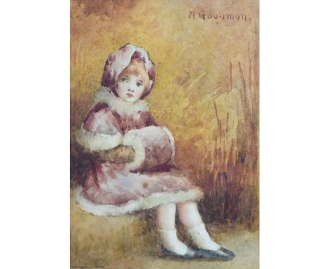 Maude Goodman (1860-1938),  Portrait of a seated girl, signed, watercolour, 14 x 10cm.; 5.5 x 4in.