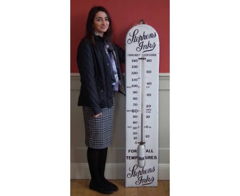 'Stephens Inks' large tin and enamel shop advertising thermometer, signed by Jordan Bilston, numbered 5 /14, 156cm high     C