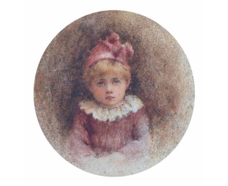Maude Goodman (1860-1938),  Portrait of a girl, signed, tondo, watercolour, diameter 9cm.; 3.5in.