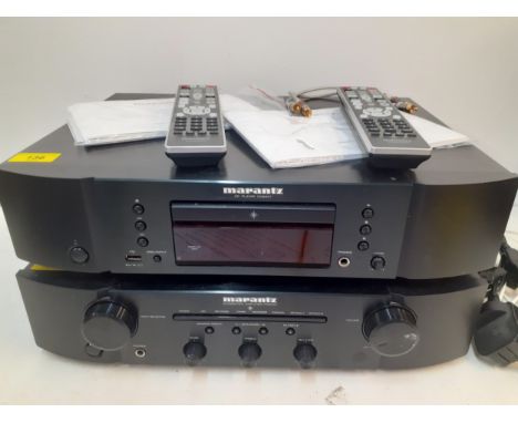 A Marantz integrated amplifier PM6007 with remote, cables and instruction manual together with a Marantz CD Player CD6007 wit