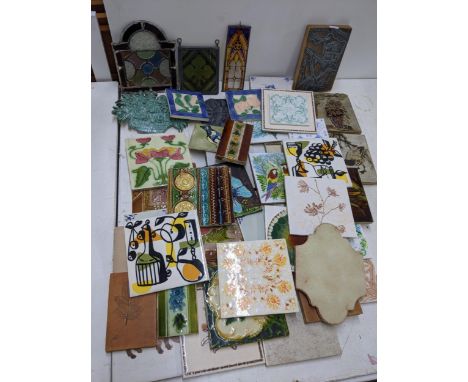 Ceramic tiles to include 19th century examples also including some small stained glass window panelsLocation:If there is no c