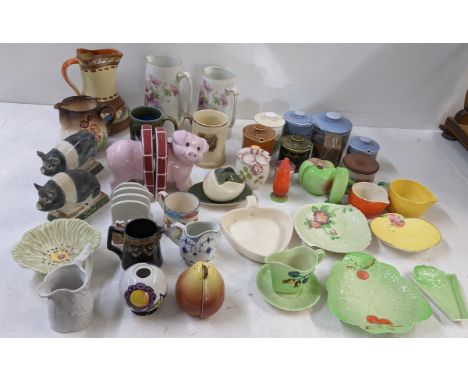 A collection of ceramics to include Hornsea pottery lidded pots, Carltonware ornamental plates, a Myott & Son & Co hand paint