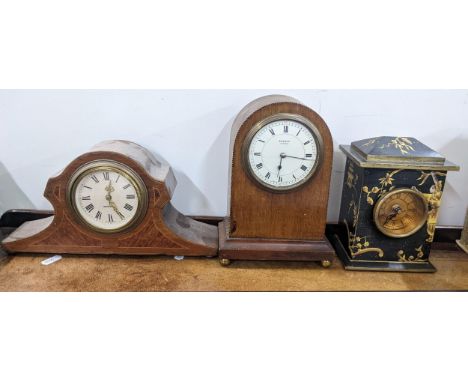 Three mantle clocks to include an Edwardian arched topped clock, the dial inscribed Edward, GlasgowLocation:If there is no co