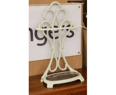 A Victorian white painted stick and umbrella stand W.42cm