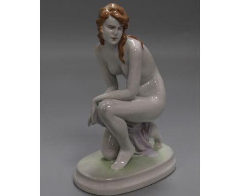 A Zsolnay ceramic model of a nude height 22cm