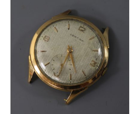 A gentleman's 9ct gold Certina manual wind wrist watch, no strap