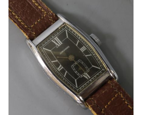 A gentleman's stylish stainless steel Junghans manual wind wrist watch.