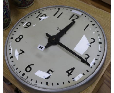A Simplex time recorder clock diameter 48cm