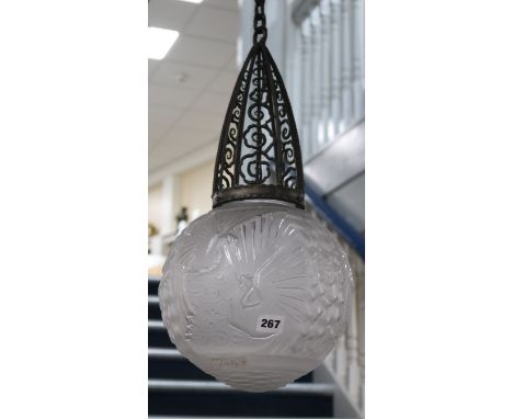 A Muller Freres glass ceiling light
