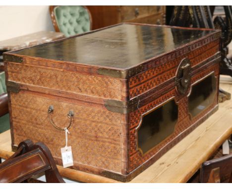 A Chinese lacquered trunk W.80cm