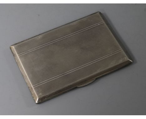 A modern sterling silver engine turned cigarette case, 12.5cm.