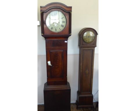A 19th Century Mahogany-Cased Grandfather Clock, 'William Maggs of Axbridge Somerset', white enamel face with Roman numeric d