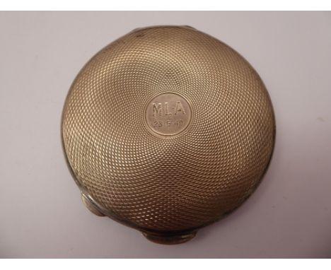 A Lady's Vintage Silver Compact, Chester hallmark, mm Walker & Hall, dated 1939, approx 63 gms, having engraved cartouche.