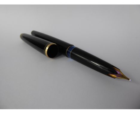 A Vintage Mont Blanc Fountain Pen, with blue collar and original instructions.