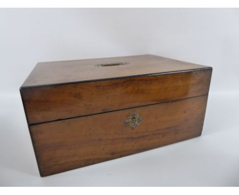 Three Boxes, including small mahogany tea caddy, small mahogany writing box and walnut silk-lined jewellery box. (3)