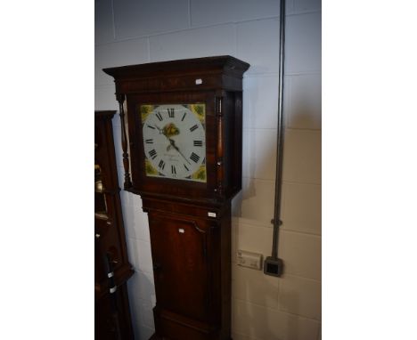 A traditional oak and mahogany longcase clock, having painted dial named for Phillipson, Ulverston, 30 hour movement