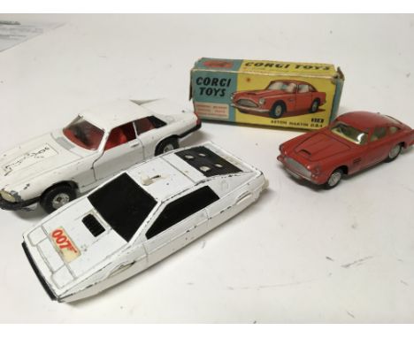 Corgi toys, including, boxed Aston Martin DB4, tatty box, #218, also loose, The Saint , Jaguar XJS and James Bond 007 , Lotus