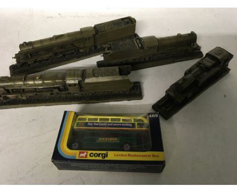 A collection of Trains, classic models and a boxed Corgi bus #469