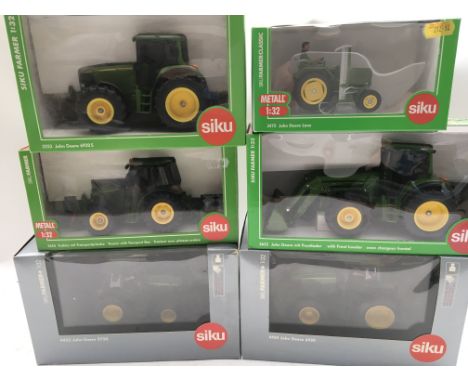 Siku diecast farm machinery, 1:32 scale , including John Deere 6920S, John Deere Lanz, Tractor with transport box, Tractor wi