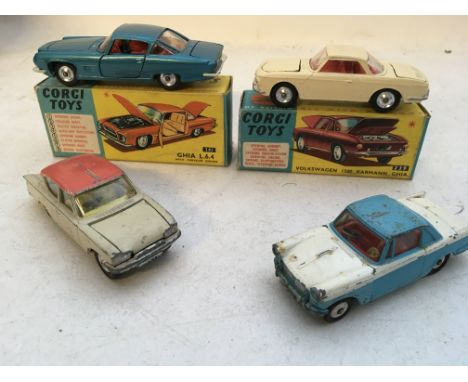 Corgi toys, boxed Diecast vehicles including #241 Ghia L6.4 with Chrysler engine, #239 Volkswagen 1500 Karmann Ghia also 2 pl