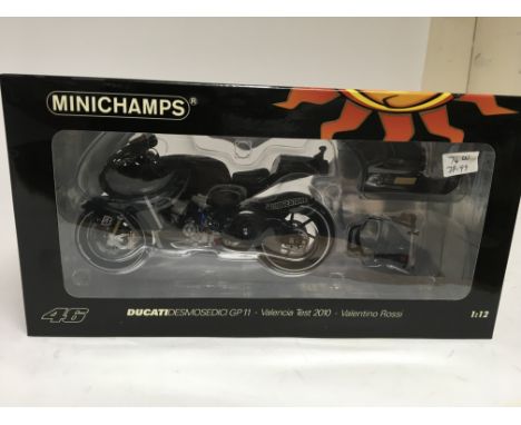 Minichamps, 1:12 scale, Valentino Rossi collection, Ducati desmosedici GP11, Valencia test 2010, boxed, Limited edition 1 of 