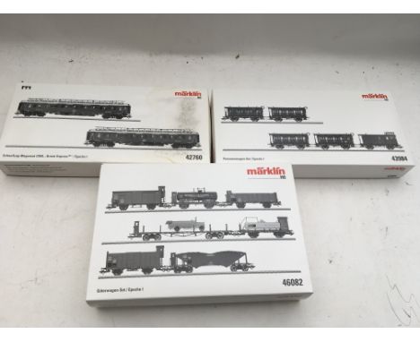 Marklin railways, HO/OO scale, boxed sets including #46082 Freight car set, #42760 CIWL Orient Express train passenger car se