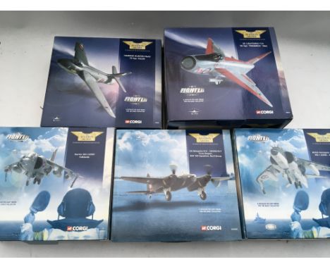 Corgi toys, Aviation Archive, boxed 1:72 scale models, including Hawker Hunter, EE Lightning, Sea Harrier, DH Mosquito and a 