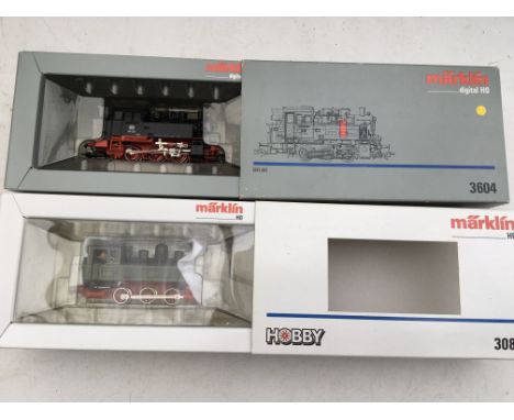 Marklin railways, HO/OO scale, #3604 BR80 digital locomotive and #3087 KVLM 3087 locomotive, boxed