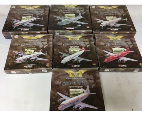 Corgi, Aviation archive, 7x boxed Aircraft including Frontier airliners and classic propliners