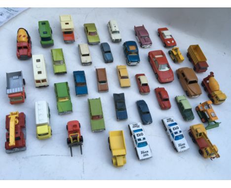 A collection of loose die cast vehicles including, Lesney, Matchbox superfast, Dinky and Corgi, etc