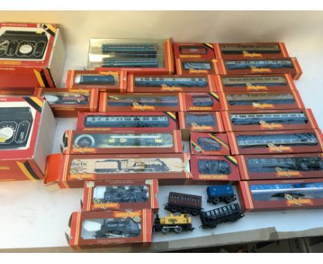 Hornby railways, OO scale, collection of boxed Locomotives, carriages and rolling stock, Power controller and circuit control