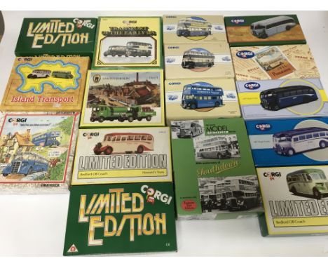 Corgi toys, boxed die cast vehicles including Buses, Coaches etc