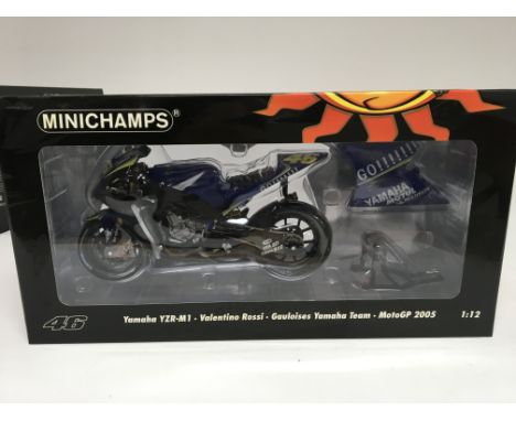 Minichamps, 1:12 scale, Valentino Rossi collection, Yamaha YZR-M1, Gauloises Yamaha team, MotoGP 2005, boxed