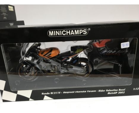 Minichamps, 1:12 scale, Valentino Rossi, Honda RC211V, Repsol Honda team, MotoGP 2002, boxed