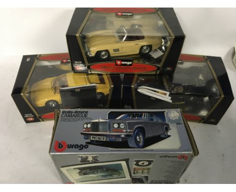 Burago , boxed 1:18 scale diecast vehicles including Mercedes Benz, Porsche, Ferrari from the Special collection and a Rolls 