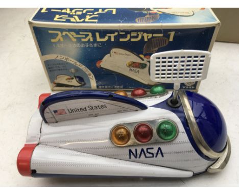 Japanese, tinplate and plastic , battery operated, NASA robot Space ship, boxed