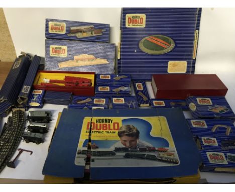 Hornby Dublo electric train set , boxed, including, Duchess of Montrose, track, level crossing, points, signals, 4620 break d