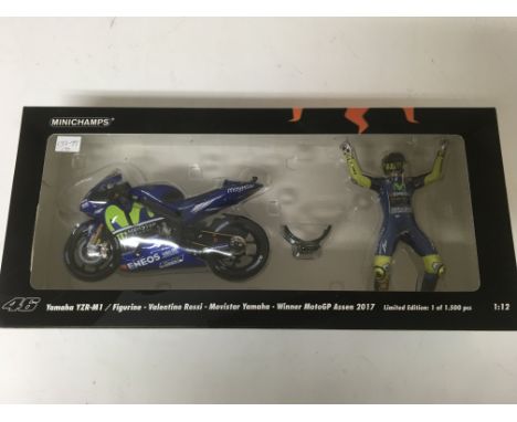 Minichamps,1:12 scale, Valentino Rossi collection, Yamaha YZR-M1/Figurine, Movistar Yamaha, Winner MotoGP Assen 2017,boxed, L