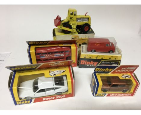 Dinky toys, boxed diecast vehicles , including Routemaster bus #289, Bedford mail van #410, Michigan 180-111 tractor dozer #9