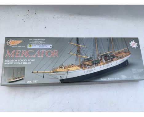 Matua models, 1:120 scale, Mercator, Belgium Schoolship, timber construction, mint in box